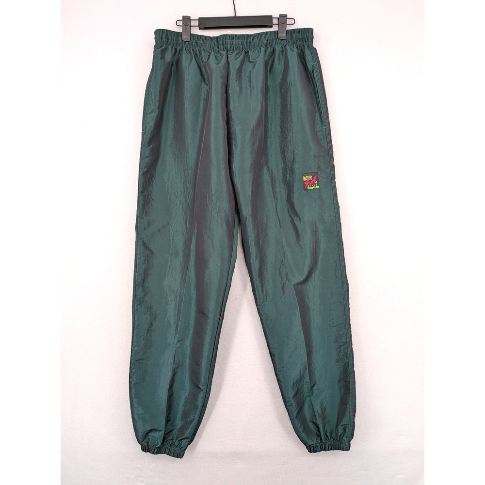 Vintage 90s Surf Style Windbreaker Pants XL Green Purple Iridescent Made USA